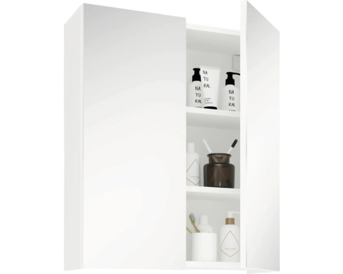 Dulap de baie deschis cu produse de îngrijire