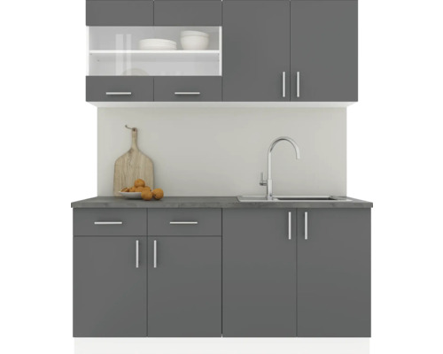 Mobilă de bucătărie Karo V8, L 160 cm, alb/antracit
