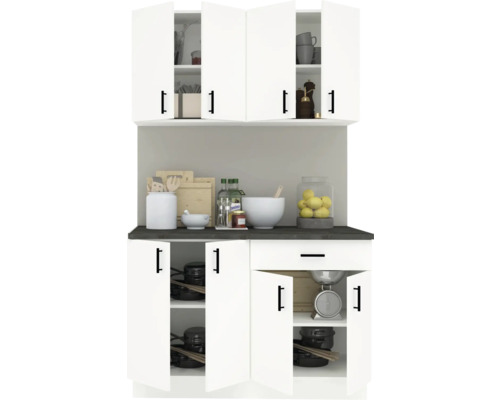 Dulapuri de bucătărie cu veselă și alimente