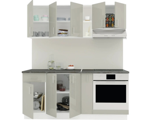 Set complet de bucătărie cu dulapuri superioare și inferioare și aragaz electric