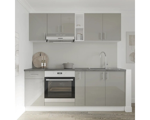 Bloc de bucătărie cu dulapuri suspendate, chiuvetă și cuptor