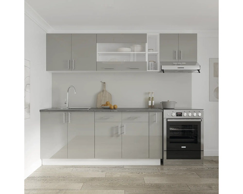 Bucătărie completă încorporabilă cu chiuvetă, plită și dulapuri suspendate