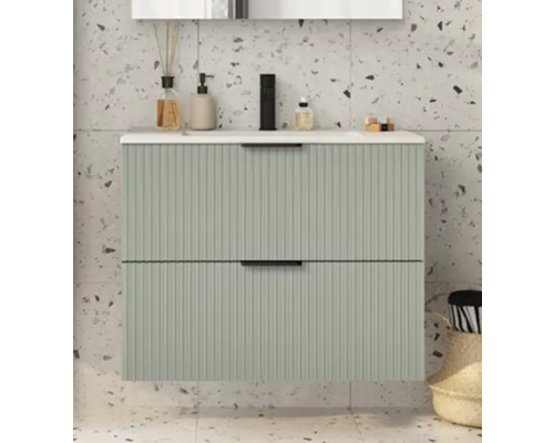 Baie cu dulap de bază pentru lavoar, cu design canelat și două sertare