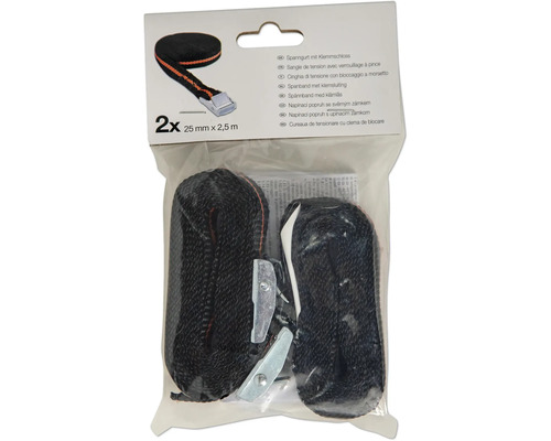 Două curele de tensionare cu clemă de blocare, fiecare de 25 milimetri pe 2,5 metri