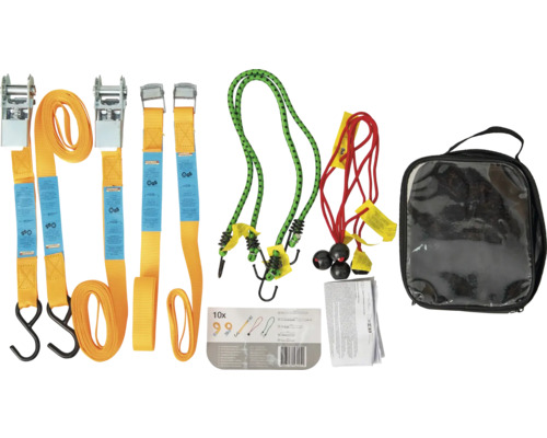 Set curele de ancorare cu clichet, curele elastice și geantă de transport