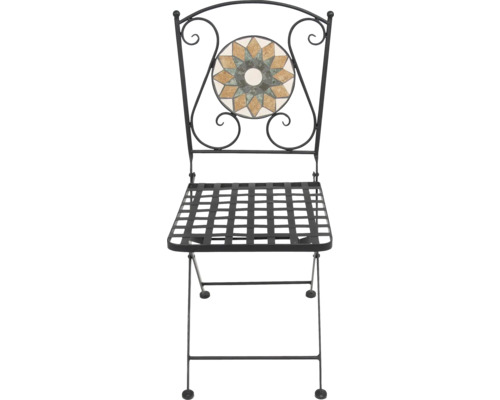 Scaun de grădină din metal cu model mozaic pe spătar