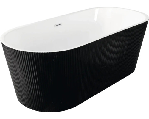 Cadă freestanding riflaj Sanotechnik Reno 75x175x58 cm acril negru Cadă de baie independentă cu suprafață canelată