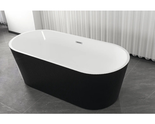 Cadă de baie independentă de formă ovală cu suprafață exterioară striată