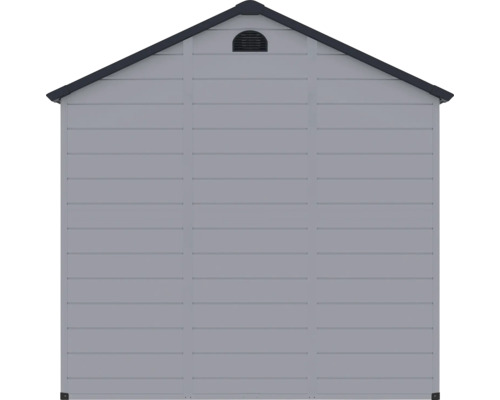 Vedere cu magazie de grădină cu orificiu de ventilație