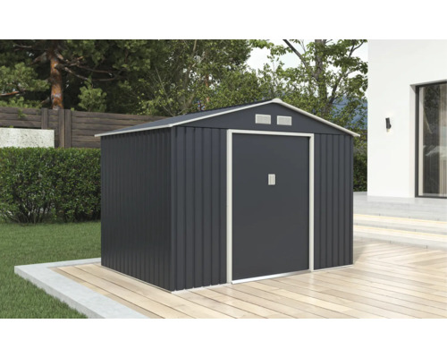 Cabină de grădină metalică cu o ușă și două grile de ventilație