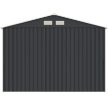 Cabină de grădină metalică cu acoperiș în două ape și aerisire