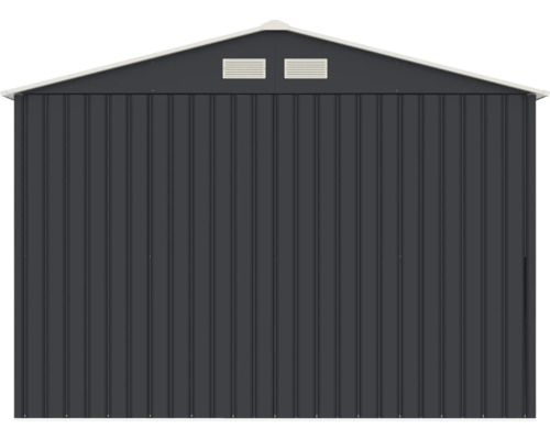 Cabină de grădină metalică cu acoperiș în două ape și aerisire