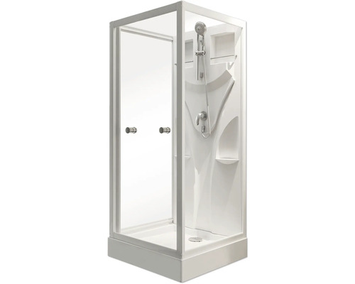 Cabină de duș completă cu ușă de sticlă și cap de duș