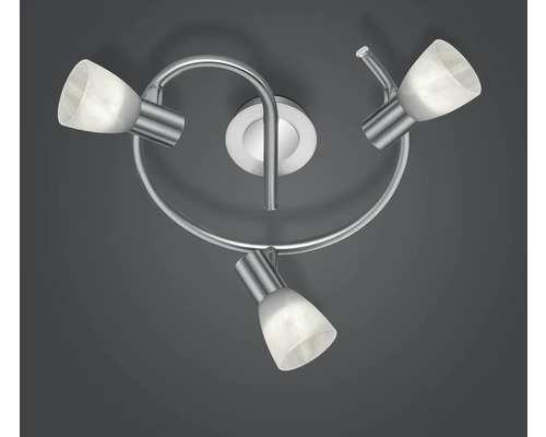 Plafonieră cu spoturi Levisto E14 max. 3x4,9W, becuri LED incluse 3x470 lumeni, sticlă/crom