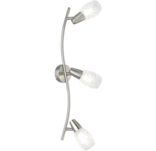 Lumină de perete cu trei spoturi din metal și sticlă