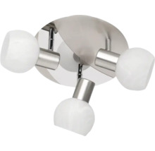 Lumină de plafon cu trei spoturi din metal și sticlă