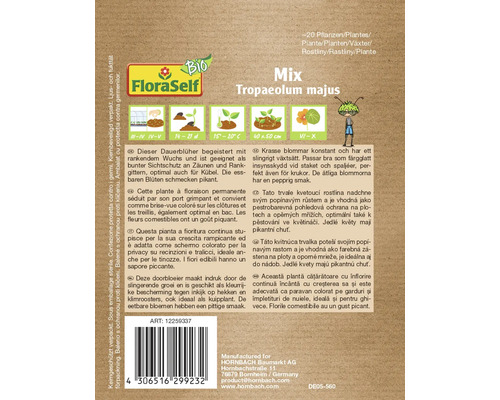 Pachet de semințe FloraSelf Mix Tropaeolum majus, aproximativ 20 de plante