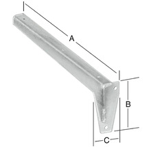 Consolă metalică pentru raft cu dimensiuni