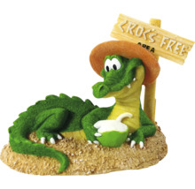Figurină decorativă crocodil cu indicator Cross Free Area pentru acvarii