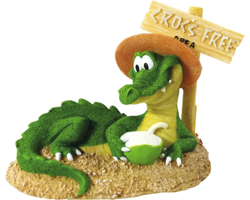 Figurină decorativă crocodil cu indicator Cross Free Area pentru acvarii