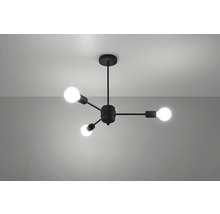 Lustr negru cu trei becuri pentru iluminat interior