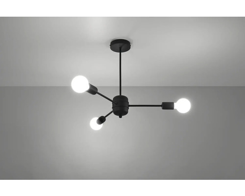 Lustr negru cu trei becuri pentru iluminat interior
