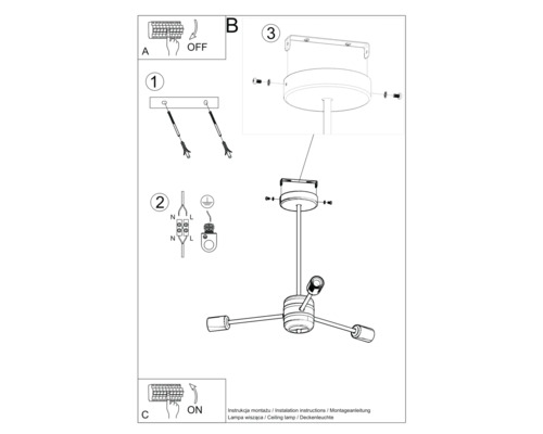 Instrucțiuni de montaj pentru o plafonieră