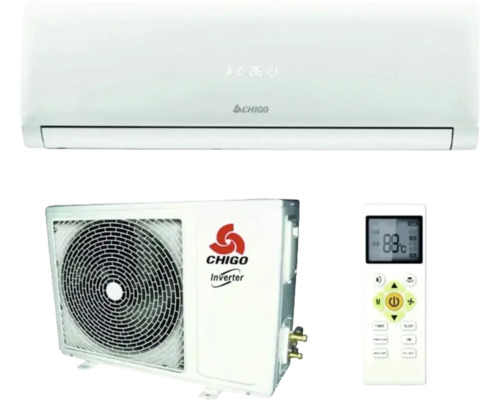 Aparat de aer condiționat Chigo cu unitate interioară, unitate exterioară și telecomandă
