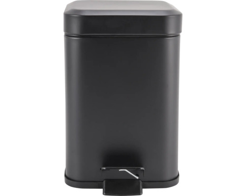 Coș de gunoi negru din metal cu capac dreptunghiular