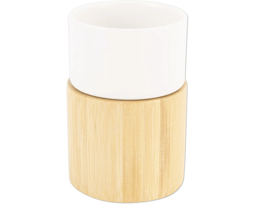 Dispenser de săpun din bambus și ceramică