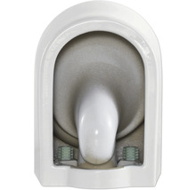 Vedere interioară a unui vas de toaletă suspendat alb