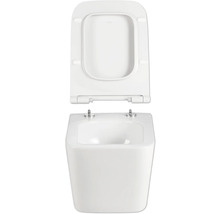 Vas WC suspendat cu spălare profundă, cu margine deschisă și capac WC