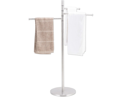 Suport metalic de sine stătător pentru prosoape cu două prosoape