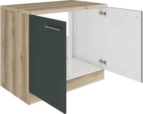 Dulap inferior cu două uși deschise pentru bucătărie