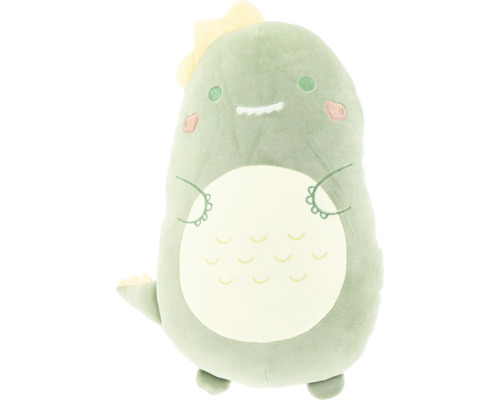 Pernă decorativă pluș Unique Living Monster icons Dino verde 45 cm Jucărie de pluș dinozaur verde cu accente galbene