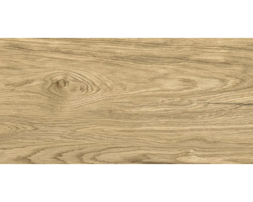 Gresie exterior / interior porțelanată glazurată rectificată Tilia maro 60x120 cm Prim-plan cu o placă ceramică cu aspect de lemn și textură de lemn