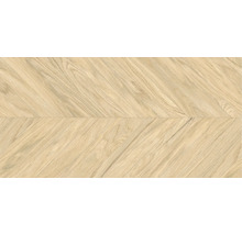 Plăci de pardoseală din lemn deschis la culoare, cu model herringbone