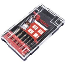 Set burghie metal cu diferite dimensiuni în cutie de plastic