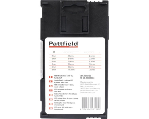 Set burghie metal Pattfield HSS 6 piese arbore rotund