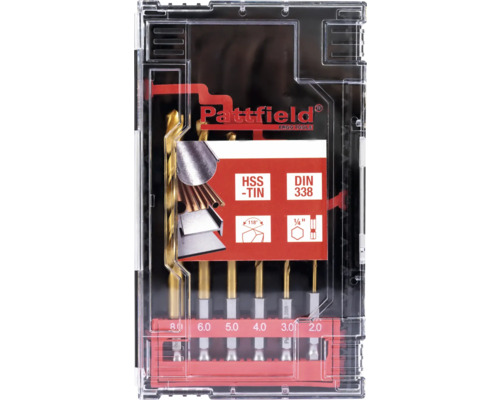 Set burghie Pattfield Ergo Tools cu acoperire HSS-TiN, standard DIN 338