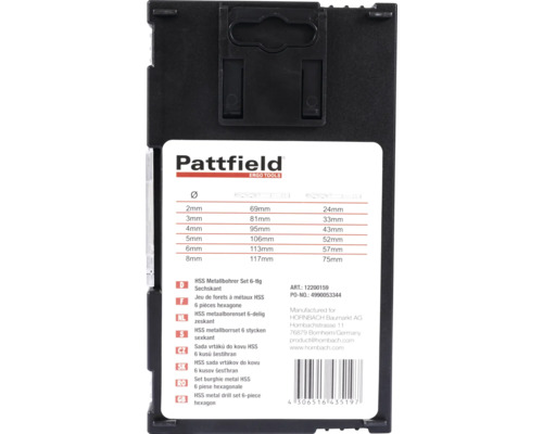 Set burghie metal HSS Pattfield, 6 piese hexagonale