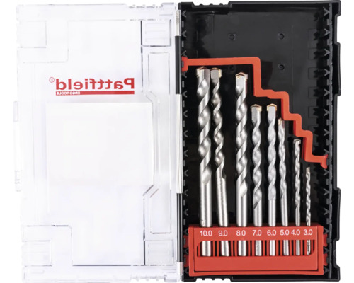 Set de burghie în cutie de plastic cu diferite dimensiuni