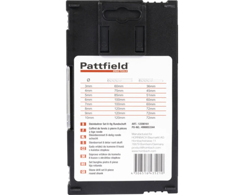 Pattfield set burghiu piatră 8 piese tijă rotundă