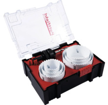 Set de ferăstraie-cupă în cutie cu diferite dimensiuni și burghiu