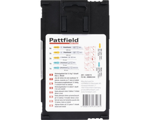 Set de lame de ferăstrău puzzle Pattfield din 12 piese, lemn și metal