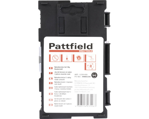 Set de perii din nailon Pattfield 3 piese ax rotund