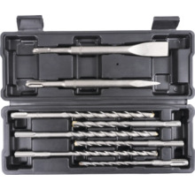 Set de dălți pentru ciocan rotopercutor într-o cutie de depozitare neagră