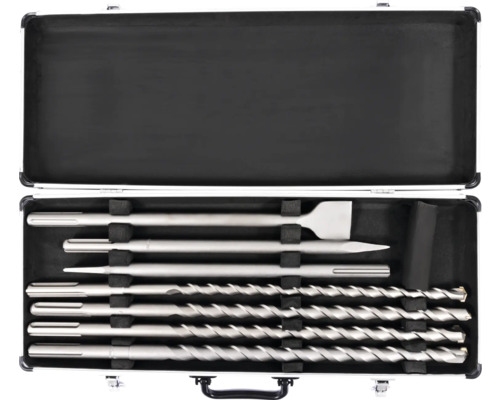Set de dălți și burghie pentru ciocan rotopercutor în cutie de scule
