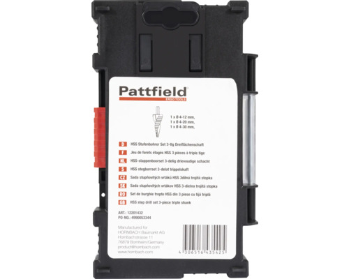Pattfield Set de burghie trepte HSS, trei piese