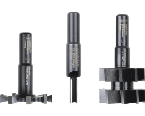 Trei freze de canelură pentru prelucrarea lemnului